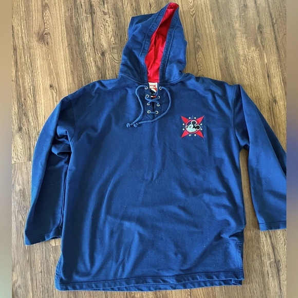 Vintage Mickey Inc blue pullover boxy hoodies with embroidered mickey Size L/… - Picture 5 of 6